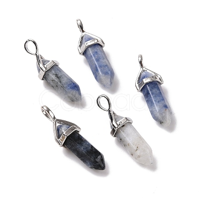 Natural Blue Spot Jasper Pointed Pendants G-K329-42P-1