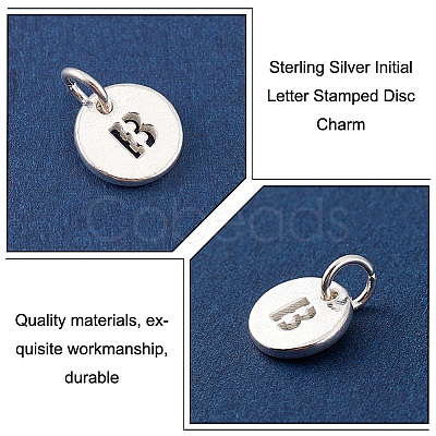 2Pcs 925 Sterling Silver Hollow Flat Round Charms with Jump Rings STER-PH0002-83B-1