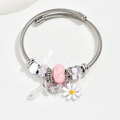 Non-Tarnish 201 Stainless Steel European Bracelet OQ8559-1-1