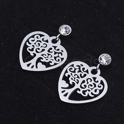 201 Stainless Steel Dangle Stud Earrings EJEW-T008-JN738-1
