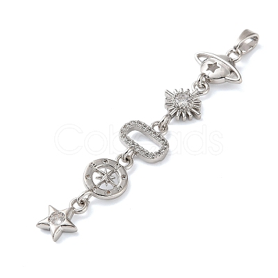 Brass Micro Pave Clear Cubic Zirconia Pendants KK-D101-01D-P-1