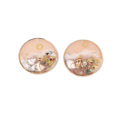 Brass & Epoxy Resin Pendants KK-Q082-04KCG-01-1