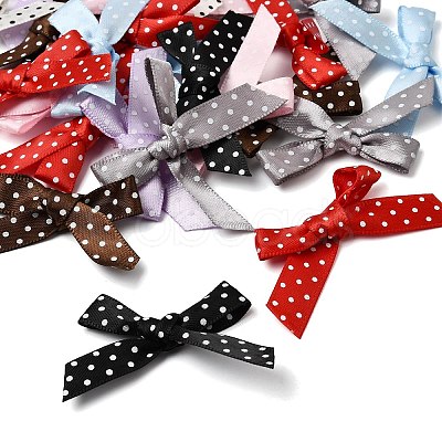 Polyester Bowknot with Polka Dot Sew on Ornament Accessories DIY-C085-05-1