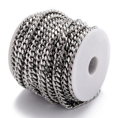Tarnish Resistant 304 Stainless Steel Cuban Link Chain STAS-B019-02B-P-1