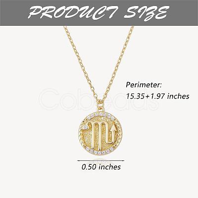 925 Sterling Silver 12 Constellation Necklace Gold Horoscope Zodiac Sign Necklace Round Astrology Pendant Necklace with Zircons Birthday Jewelry Gift for Women Men JN1089J-1