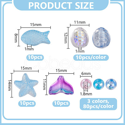 Transparent Spray Painted Glass & Acrylic Beads Findings Kits FIND-HY0004-64A-1