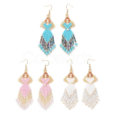 Angel Handmade Glass Seed Beads Dangle Earrings EJEW-MZ00538-1