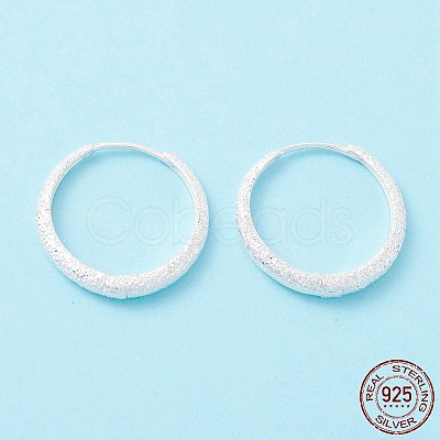 Textured 925 Sterling Silver Small Huggie Hoop Earrings EJEW-I260-29S-1