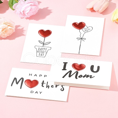 4Pcs 4 Styles Kraft Paper Greeting Cards AJEW-FS0001-29-1