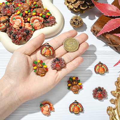 40Pcs 4 Styles Thanksgiving Resin Cabochons RESI-SC0036-39-1