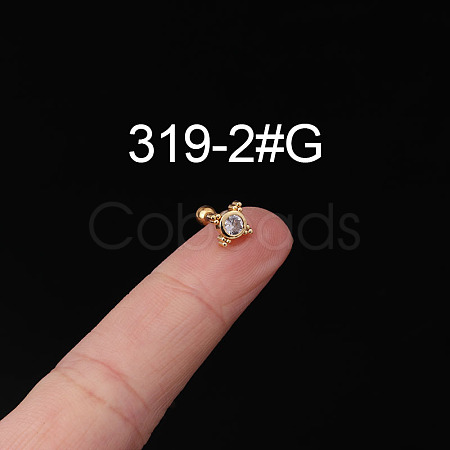 316L Surgical Stainless Steel Clear Cubic Zirconia Cartilage Earrings WG107EC-22-1
