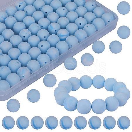 80Pcs Round Silicone Focal Beads SIL-SZ0001-24-29-1