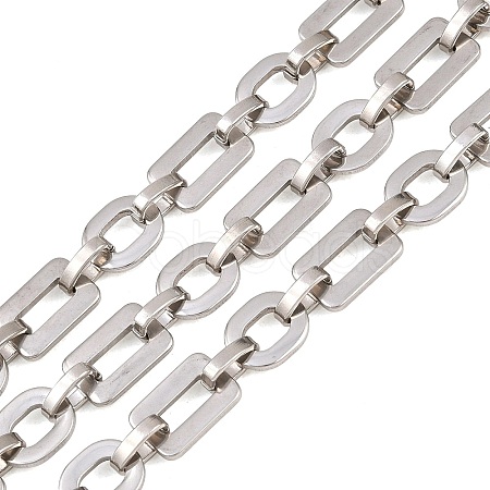 201 Stainless Steel Oval with Rectangle Link Chains CHS-F024-01A-P-1