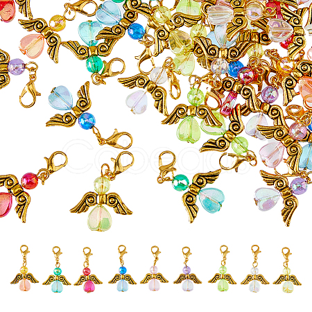 36Pcs 9 Colors Acrylic Pendant Decorations HJEW-FH00015-1