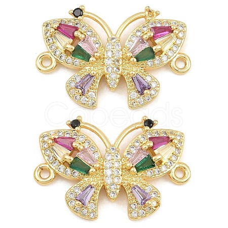 Brass Pave Colorful Cubic Zirconia Connector Charms CU-CBA908F-04G-07-1
