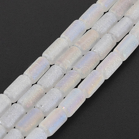 Electroplate Frosted Glass Beads Strands EGLA-T008-026-A01-1