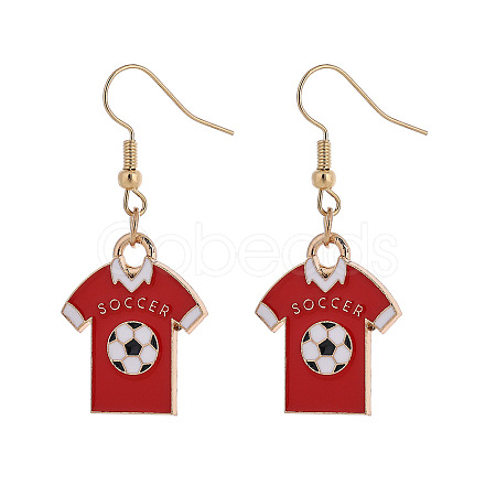 Alloy Enamel Football Shirt & Football Dangle Earrings for Women WGCBEF2-02-1
