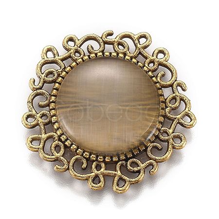 Hollow Retro Plastic Imitation Cat Eye Cabochons KK-Z004-01A-AG-1
