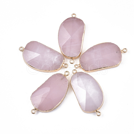 Electroplate Natural Rose Quartz Links Connectors G-S344-70F-01-1