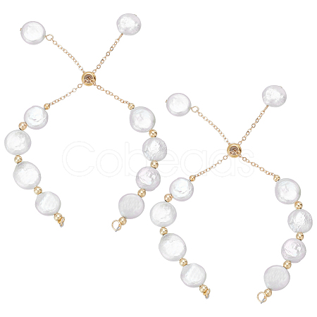 2Pcs Natural Keshi Pearl Slider Bracelet Making BJEW-UN00020-1