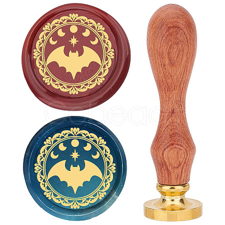 Brass Wax Seal Stamp with Wood Handle AJEW-WH0412-0022-1