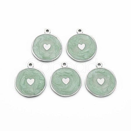 304 Stainless Steel Enamel Pendants STAS-S117-028-1