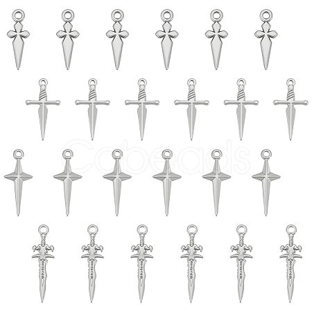 24Pcs 4 Styles 304 Stainless Steel Pendants STAS-UN0060-02-1