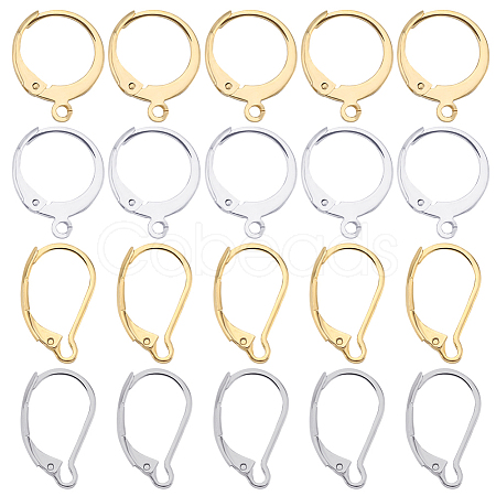 SUNNYCLUE 80Pcs 4 Style 304 Stainless Steel Leverback Earring Findings STAS-SC0005-85-1