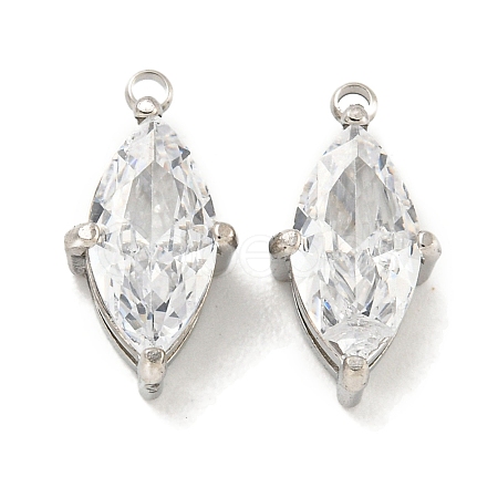 304 Stainless Steel Cubic Zirconia Pendants STAS-L278-006P-01-1