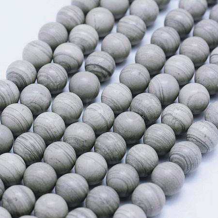 Natural Silver Line Jasper Beads Strands G-F531-10mm-O-1