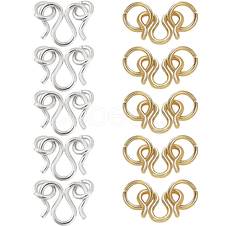 10Pcs 2 Colors 999 Fine Silver Hook Clasps STAS-PH0006-25-1
