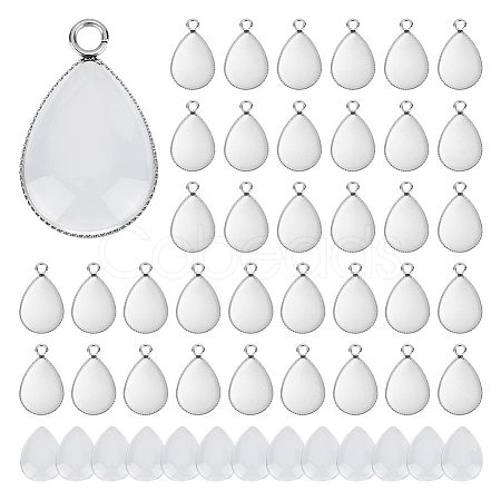 50Pcs 304 Stainless Steel Pendant Cabochon Settings STAS-UN0042-64-1