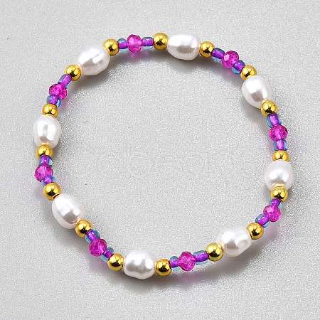 Plastic Pearl Beaded Stretch Bracelets for Women BJEW-WH0016-69A-1