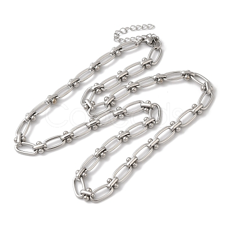 Non-Tarnish 304 Stainless Steel Oval Links Necklace for Women X-NJEW-B107-07P-03-1