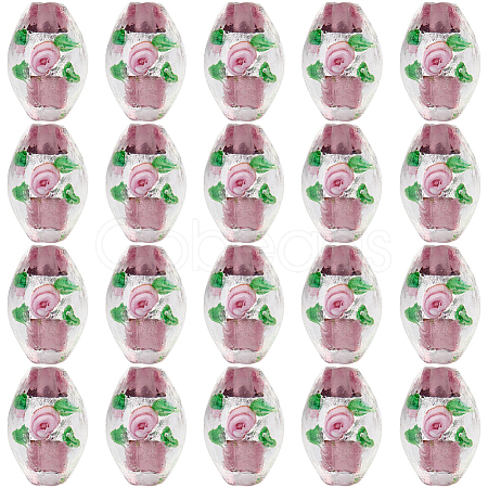20Pcs Handmade Foil Glass Lampwork Beads LAMP-PA0001-63B-1