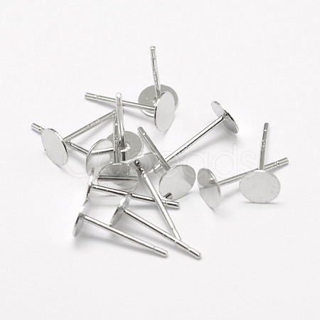 Anti-Tarnish Rhodium Plated 925 Sterling Silver Earrings Findings STER-P032-15-5mm-1