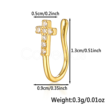 925 Sterling Silver Pave Clear Cubic Zirconia Cross Nose Rings MA2524-5-1