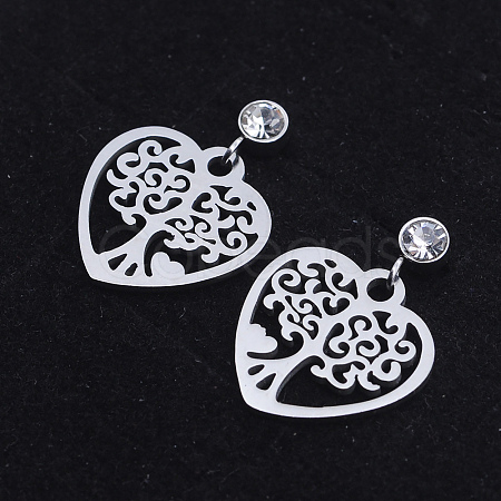 201 Stainless Steel Dangle Stud Earrings EJEW-T008-JN738-1
