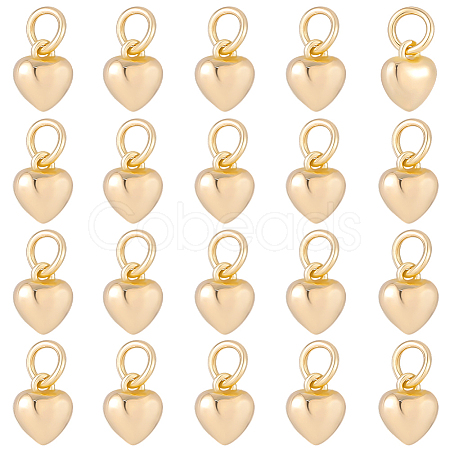 20Pcs Rack Plating Brass Heart Charms KK-BBC0024-87A-1
