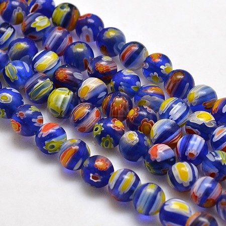 Round Millefiori Glass Beads Strands LK-P001-30-1