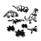 8Pcs Dinosaur Theme Food Grade Plastic Cookie Cutter Set, Bakeware Tools, Black, 34~123x41~110x10mm, 8pcs/set