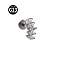 G23 Titanium with Clear Cubic Zirconia Threadless Labrets, Moon, Stainless Steel Color, 8mm, Pin: 1.2mm