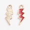 Alloy Enamel Pendants, Lightning, Light Gold, Red, 20.5x7.5x1.5mm, Hole: 2mm