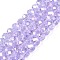 Electroplate Glass Beads Strands, AB Color Plated, Faceted, Rondelle, Lilac, 6x5mm, Hole: 1mm, about 84~85pcs/strand, 16.34~16.54 inch(41.5~42cm)