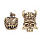 HOBBIESAY 2Pcs 2 Style Brass Beads, Evil Pumpkin Monster/Skull, Antique Bronze, 19~25x16x16~19mm, Hole: 3.7~5.3mm, 1pc/style