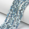 Electroplate Opaque Solid Color Glass Beads Strands, Half Plated, Blue Plated, Faceted, Rondelle, Light Blue, 4x3mm, Hole: 0.4mm, about 109~113pcs/strand, 38~39cm