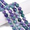 Dyed Natural White Jade Beads Strands, Two Tone, Round, Medium Purple, 10x10mm, Hole: 1mm, about 38~39pcs/strand, 14.96~15.6''(38~39cm)