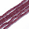 Glass Beads Strands, Faceted, Round, Cerise, 1.5~2x2mm, Hole: 0.2mm, about 178~186pcs/strand, 14.5~15.5 inch(36~39cm)