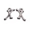 Gunmetal Plated Alloy Letter Pendants, Rack Plating, Cadmium Free & Lead Free, Letter.X, 13x9x2mm, Hole: 1.5mm