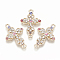 Alloy Rhinestone Links connectors, with Enamel, Cross with Evil Eye, Light Gold, 26.5x17x2.5mm, Hole: 1.6mm